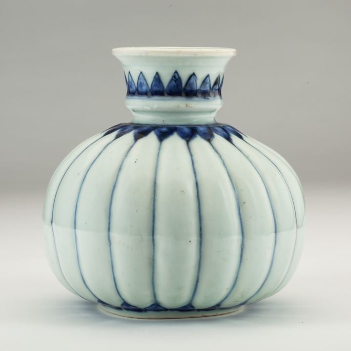 Blue-and-White Porcelain Huqqa Base in Melon Form | MasterArt